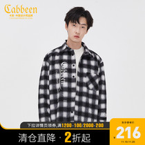 Carbine mens casual shirt jacket trend color check print Street autumn and winter New loose H