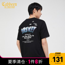 Cabbeen Carbine Mens Casual Black Short Sleeve T-shirt 2021 New Trend Offset Printing Sports Street A