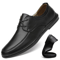 Men Shoes Spring Breathable Leather Shoes Men Lace Leather Business Casual Shoes Father Shoes Men Soft Leather Black Dad Shoes