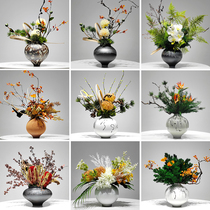 New Chinese-style Japanese-style simulation flower art hotel model room dining table coffee table living room porch TV cabinet decoration decoration set