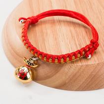 Red woven bell collar puppy small pet dog neck with cat pendant cute rope big dog
