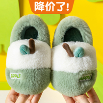 Autumn and winter children cotton slippers for boys and girls children indoor non-slip wool warm cartoon baby bag with cotton shoes
