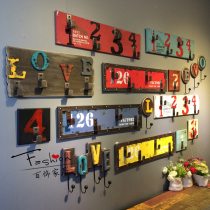 zakka retro make old woody hook decoration painting card wall-mounted cloakhat digital love the European and American wind creative home