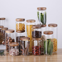 Sealed jar Glass bottle Transparent small tea jar with lid Household kitchen food grain storage box Storage tank