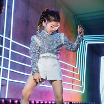 Childrens jazz dance clothing Catwalk girls  suit cool model fashion summer domineering sequined performance clothing Catwalk trendy clothing