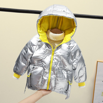 Childrens down jacket shiny face disposable 2021 Winter boys and girls children short foreign baby thick coat tide