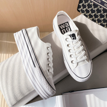 Tide brand white canvas shoes womens summer thin model 2021 New thick-soled high board shoes Joker breathable small white shoes