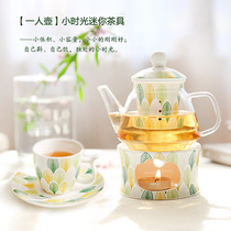 Those days candles heating teapots flower teapots sets cooking fruit tea glass pots afternoon teacups black tea sets