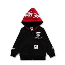 Japan Tide brand Bape childrens clothing autumn and winter New camouflage shark girls sweater zipper shirt boys plus velvet jacket