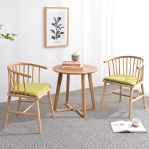 Custom Nordic leisure solid wood princess chair backrest armchair Hotel cafe dessert milk tea shop table and chair combination