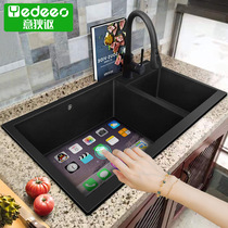 Italy Di black kitchen quartz stone granite sink sink sink sink sink large double tank table basin pre
