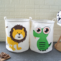 Nordic household dirty clothes basket toy storage barrel cloth cotton linen dirty clothes basket large foldable waterproof storage basket