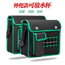 Multi-function tool bag black thickened canvas electrician bag Wear-resistant hardware storage bag Labor protection and maintenance large bag