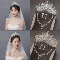 Crown Headdress Bride's Three-Piece Heath Yarn Atmosphere Forest Super Fairy Wedding Dress Crown Birthday Xiuhe Net Red Wedding Woman