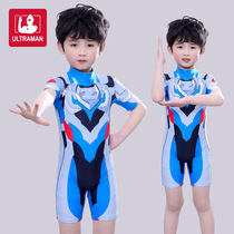 Childrens swimsuit pants Boy one-piece swimsuit Ultraman clothes Baby beach sunscreen quick-drying boy Spiderman