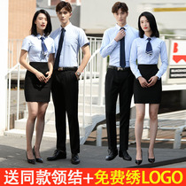 Mens and womens professional wear the same suit Mens interview formal shirt tooling shirt 4s store sales work clothes formal woman