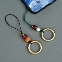 Pure brass ring mobile phone ring buckle metal universal dust plug pendant U disk pendant anti-lost lanyard handmade jewelry