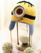 Little yellow man ear protection baby hat Crochet illustration wool handmade diy tutorial Non-finished product without video