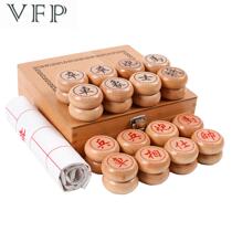 Boutique wooden Chinese chess set boutique Beech wooden large chess piece box leather elephant board parent-child game