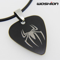 Personality Rock Metal Punk Titanium Steel Guitar Paddles Necklace Pendant Anime Spider-man