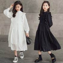 Girls dress 2022 new fashion Temperament Little Fairy medium Long Cake Skirt Girl Foreign Air Parenting Autumn Clothing