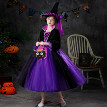 Halloween girl magician Cos performance costume childrens luminous costume Christmas classic witch princess dress