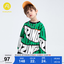 AB childrens sweatshirt jacket trendy foreign style in the big boy spring and autumn pullover Korean version of the boys letter long-sleeved top