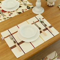 Eurostyle Mediterranean Table Dining Mat Powder Green Plaid Table Cloth Double Dining Cup Mat Cloth Art Table Flag Custom