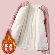 Plus velvet thickened inner wear warm-fitting small cotton-padded jacket winter round neck down quilt cotton-padded short cotton-padded women