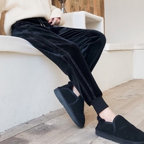 Autumn and winter golden velvet sweatpants womens pants outside the toe thick casual Harlan pants loose