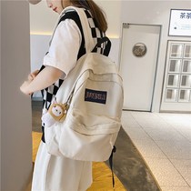 Solid color schoolbag female junior high school student fashion backpack light school backpack female ins Wind Joker