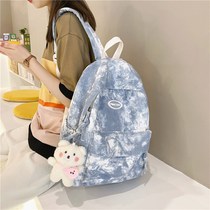 Tie-dyed schoolbag female junior high school students Ink ink style College students backpack hipster college students backpack summer