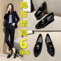 Small Leather Shoes Inner Heightened Women Shoes Ingléen Style 2022 New Burst Shoes Shoes Spring Autumn Season Single Shoes 100 Hitchhiking Shoes