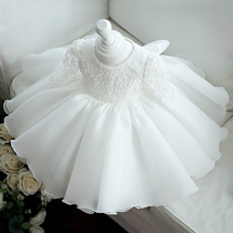 Long sleeve flower child birthday dress cotton spring summer childrens princess dress female puffy gauze foreign girl one year old dress dress dress