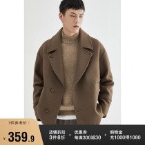 (Storage grid) short wool coat mens shoulder profile mens large lapel single-breasted autumn and winter woolen coat