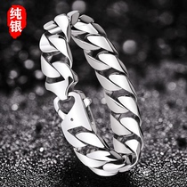 Europe and the United States domineering fashion sterling silver bracelet mens simple fashion mens personality thick bracelet accessories 520 gift to send boyfriend