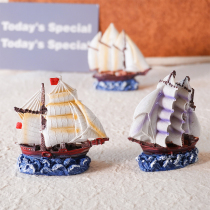 Resin small sailing boat decorations small ornaments hand painted resin boat ornaments boat model small sailing boat creative