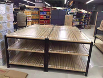 Factory direct multi-layer milk frame steel wood frame flat pile promotion table convenience store display cabinet stacker shelf customization