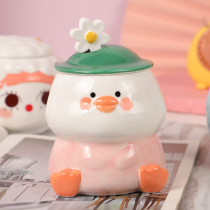 Spring Tour Duck Coffee Mug Ceramic Drinking Water Cup Creative Personality Trend Office Couple Men and Women with Cover Spoon