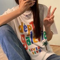 Gallery Dept Tee 21SS Ouyang Nanas identical male and female short sleeve T-shirt hand-painted colored letters