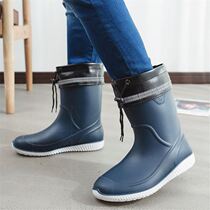  Rainshoes Mens rubber shoes Mid-tube non-slip waterproof rain boots Water shoes galoshes Fishing shoes Car wash work shoes Mens rubber shoes