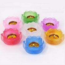 Colorful glass lotus ghee lamp holder ghee candle base long light supply lamp butter lamp candle holder 7
