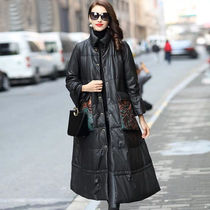 100 percent sheep leather down jacket new Haining leather leather women long casual loose jacket