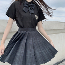 Carbon gray JK uniform skirt Genuine black pleated skirt Short skirt suit Full summer short skirt Student uniform skirt
