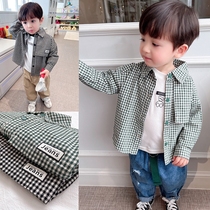 Classic Plaid ~ 2022 Spring Boy Pure Cotton Plaid Shirt Mid-Boy Baby Spring Autumn Foreign Air Long Sleeve Shirt