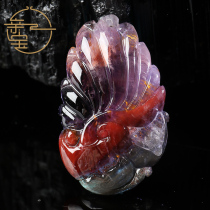 Pro-treasure crystal natural collectible grade four-color aurora 23 crystal pendant niche jewelry necklace womens gift