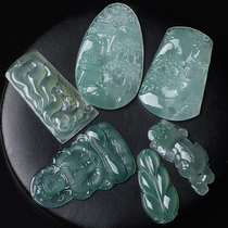 Natural ice species floating flowers A goods jade pendant carved landscape Guanyin Buddha jade pendant volume is not much only 12 pieces