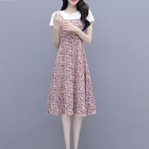 European station suspender skirt 2021 summer new temperament slim waist thin meat chiffon small floral dress