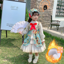 lolita lolita dress girl autumn and winter baby plus velvet princess dress winter thick performance birthday dress