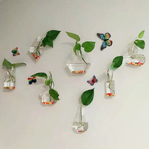 Wall pendant glass bottle hydroponic vase wall fish tank creative living room pendant wall decoration water-nourished green flower pot